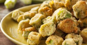 Fried Okra in a Yellow Plate