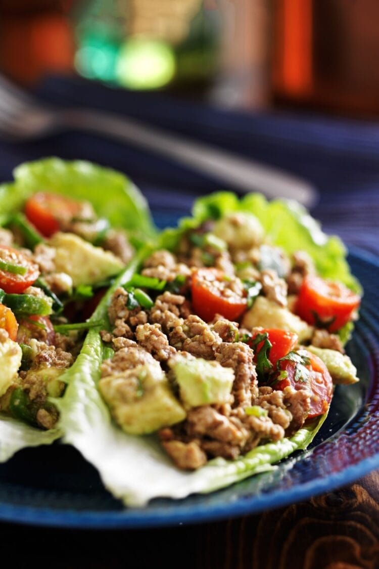 25 Simple Keto Ground Turkey Recipes Insanely Good   Ground Turkey Lettuce Wraps 750x1125 