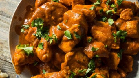 Homemade Chicken Tikka Masala with Rice Naan