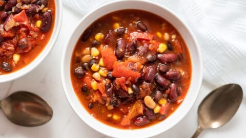 Homemade Chili with Red Kidney Beans and Corn
