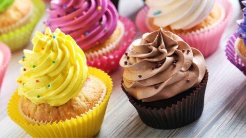 Homemade Cupcakes with Colorful Frostings