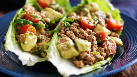 Homemade Ground Turkey Lettuce Wraps with Vegetables