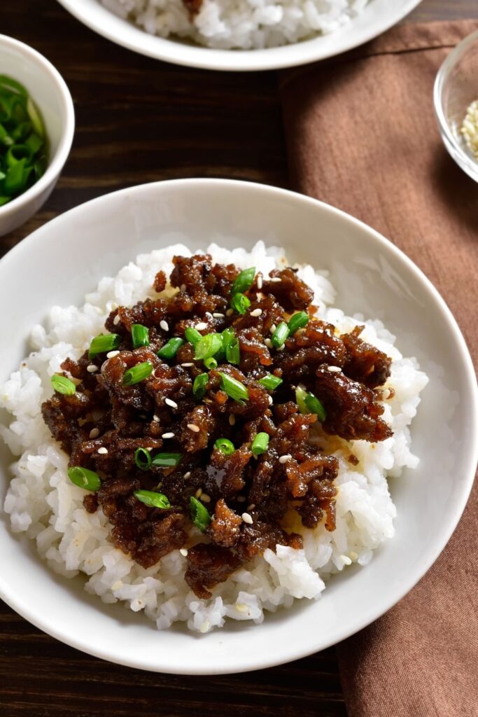 Homemade Korean Ground Beef and Rice Bowl