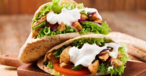 Homemade Pita Bread with Chicken, Vegetables and Mayonnaise