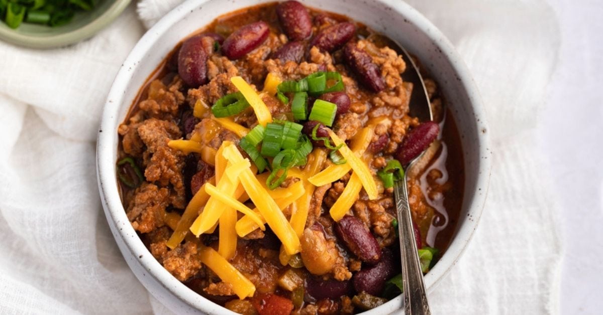 Homemade Tim Hortons Chili with Beans, Cheese and Spices