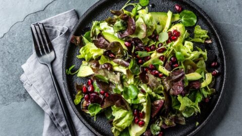 Homemade Watercess Salad with Pomegranate