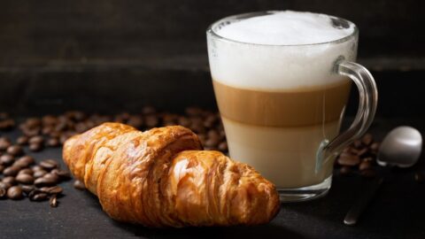 Hot Latte Macchiato with Croissant