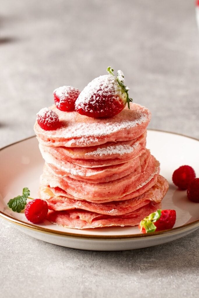 30 Best Valentine's Day Breakfast Ideas featuring Pink Pancakes with Strawberries