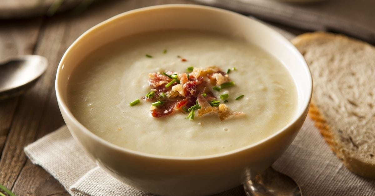 Potato Leek Soup with Bacon and Bread
