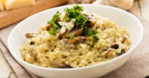 Risotto with Mushrooms in a Bowl
