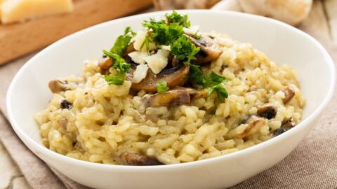 Risotto with Mushrooms in a Bowl