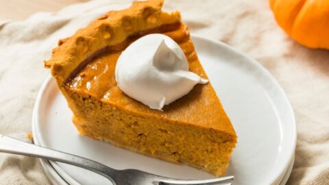 Slice of Pumpkin Pie with Whipped Cream