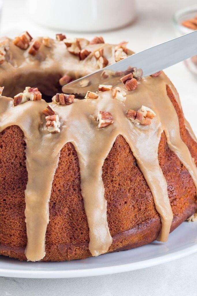 25 Easy Bourbon Desserts for the Grown-Ups featuring Sweet Potato Pound Cake with Pecan Nuts and a sweet glaze
