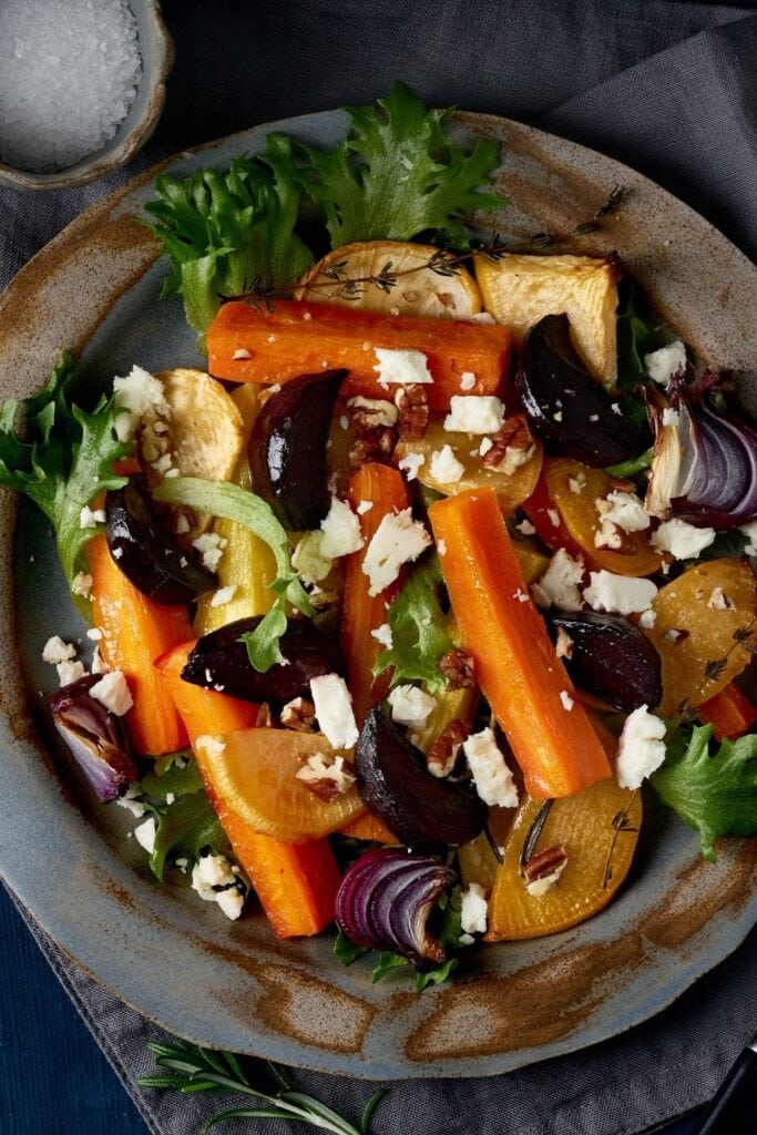 Vegetable Salad with Turnips, Beets, Carrots and Feta Cheese