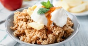Apple Crisp with Ice Cream in a Bowl