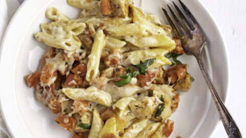 Applebee's Three Cheese Chicken Penne on White Plate