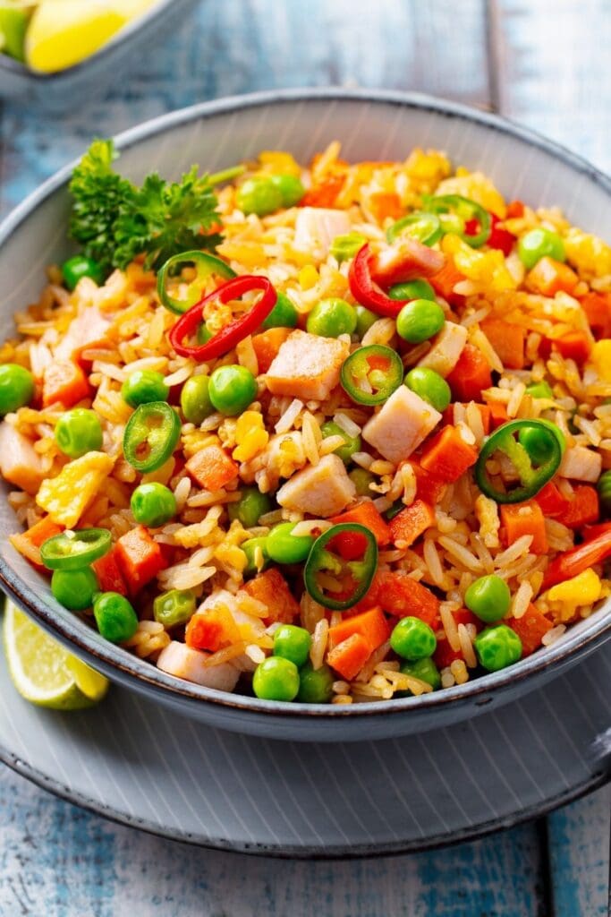 Asian Fried Rice with Spam, Carrots and Peas