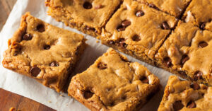 Chocolate Chip Blondies Sliced Into Square