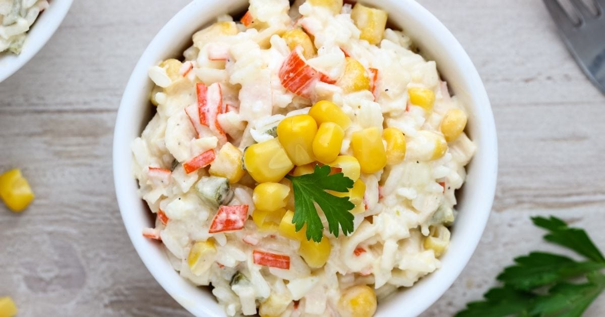 Creamy Crab Salad with Corn in a Bowl
