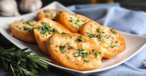 Garlic Bread with Herbs in a Plate