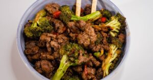 Ground Beef and Broccoli in a Bowl