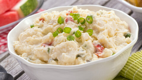 Creamy Hellman's Potato Salad in a White Bowl