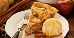 Homemade Apple Pie with Ice Cream and Caramel