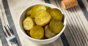 Homemade Butter Pickle Chips in a Bowl