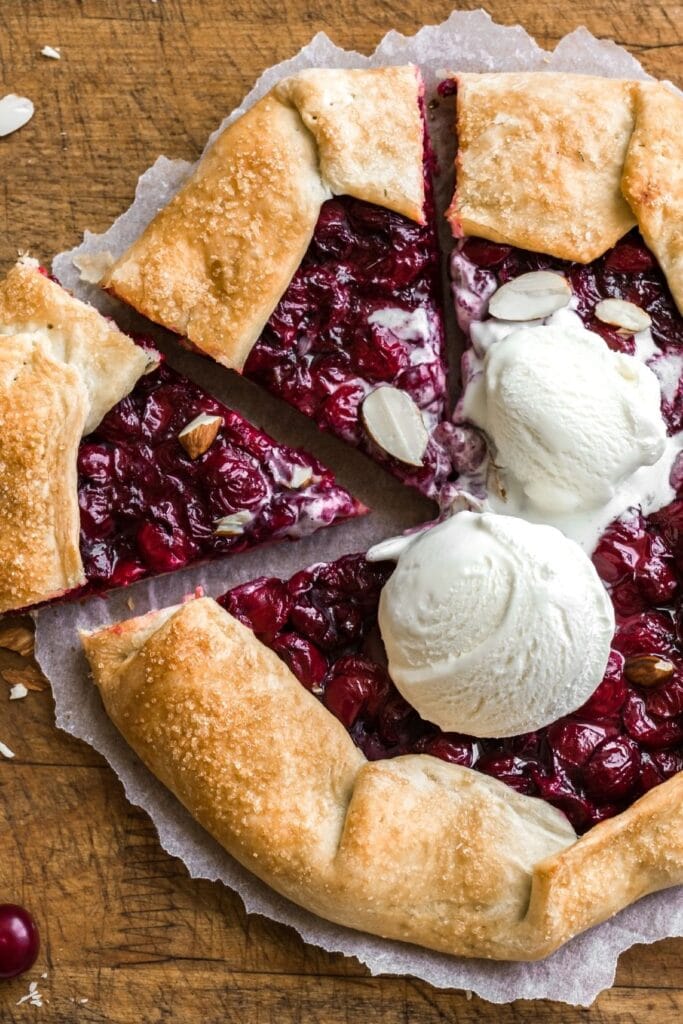 Homemade Cherry Galette with Ice Cream