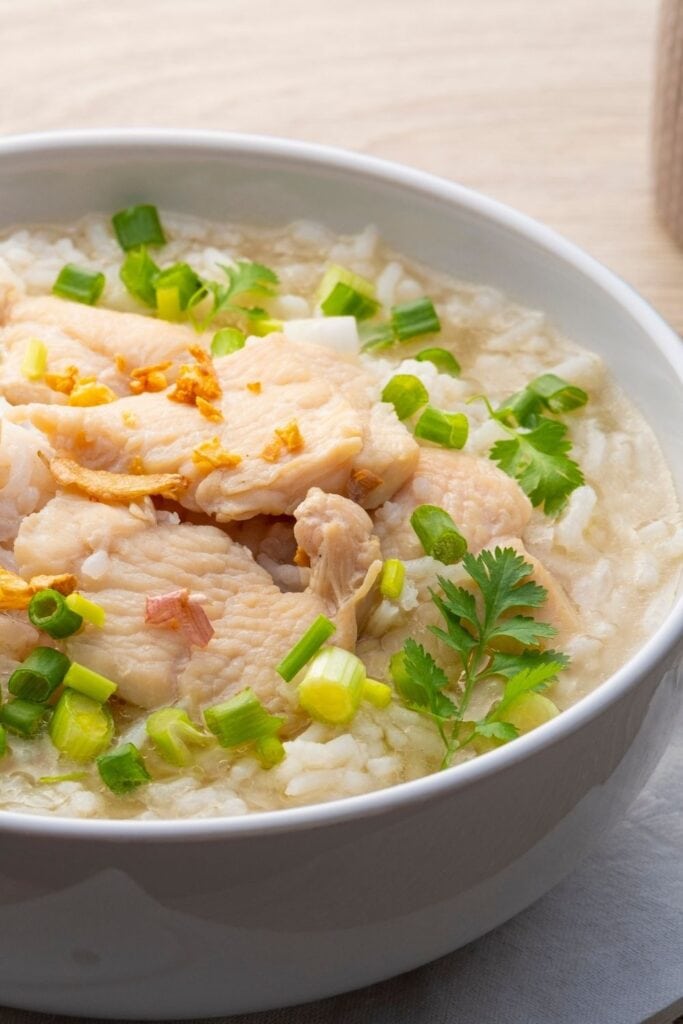 Homemade Congee Chicken with Green Onions