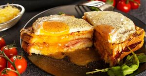 Homemade French Croque Madame with Egg