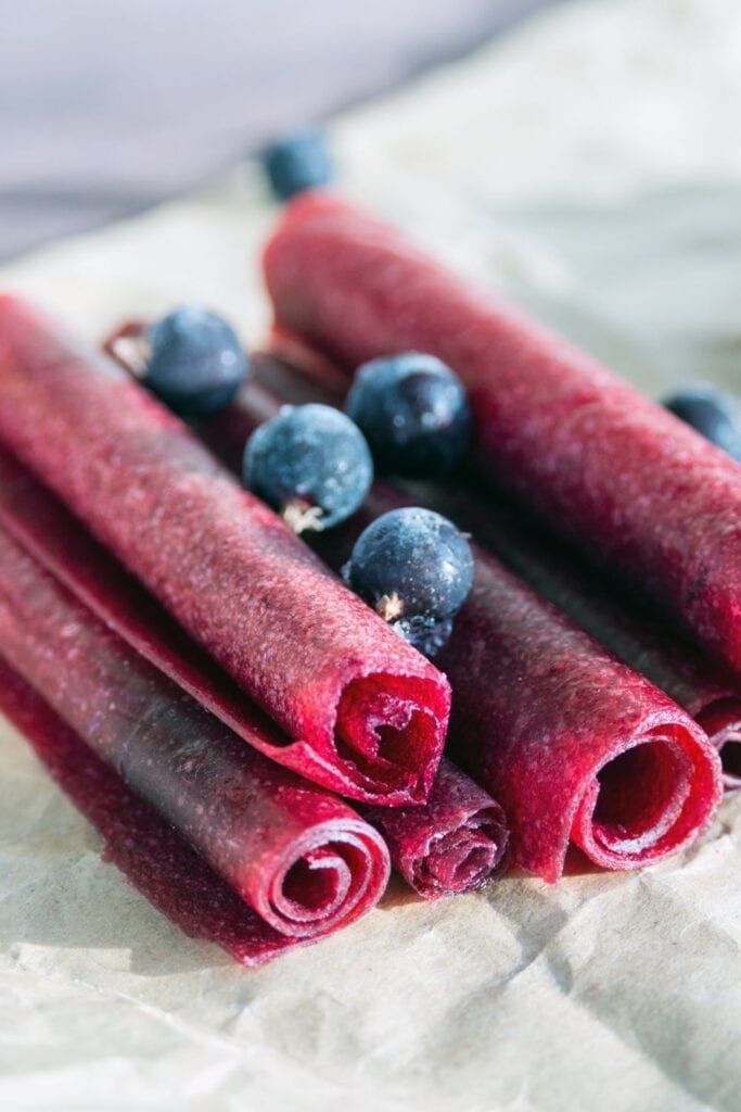 Dehydrator Recipes featuring Homemade Fruit Leather with Fresh Blueberries