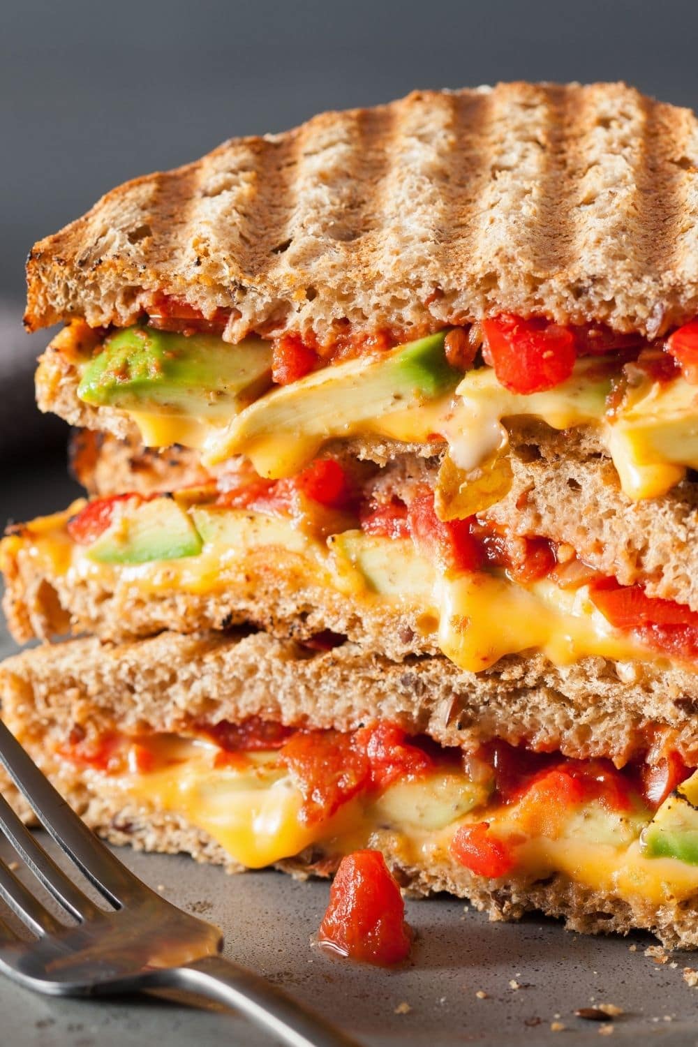 Homemade Grilled Cheese Sandwich with Avocado and Tomato