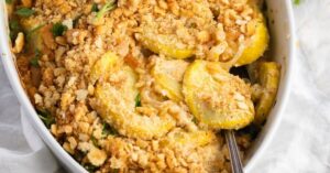 Homemade Healthy and Crumbly Paula Deen Squash Casserole
