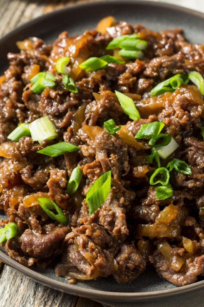 Homemade Korean Beef Barbecue with Green Onions