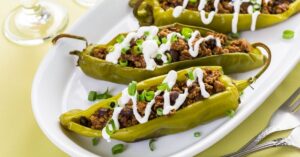 Homemade Stuffed Anaheim Peppers with Ground Beef and Beans