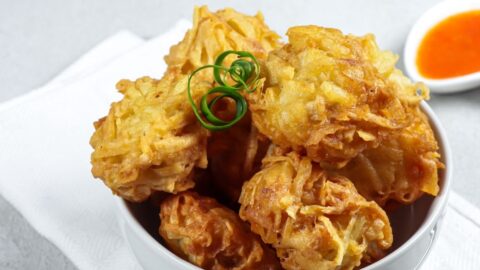 Homemade Taro Fritters in a Bowl