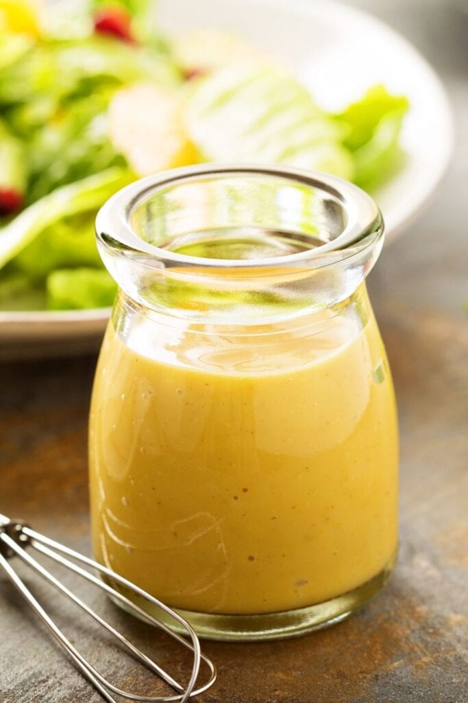 Honey Mustard Vinaigrette in a Glass Jar