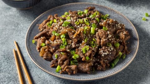 Korean Beef Barbecue Bulgogi with Green Onions
