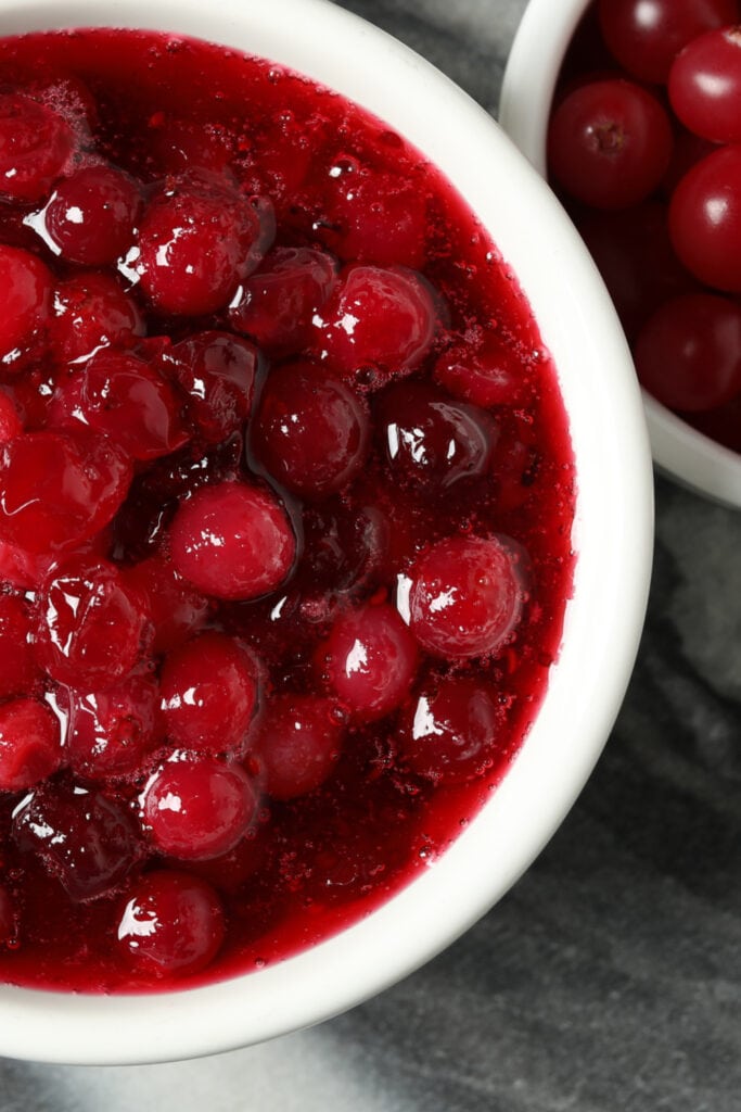 Ocean Spray Cranberry Sauce Served in a White Bowl