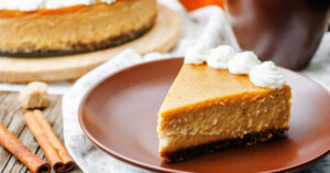 Pumpkin Cheesecake on Brown Plate
