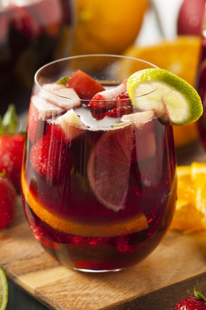 Red Sangria with Orange and Strawberries