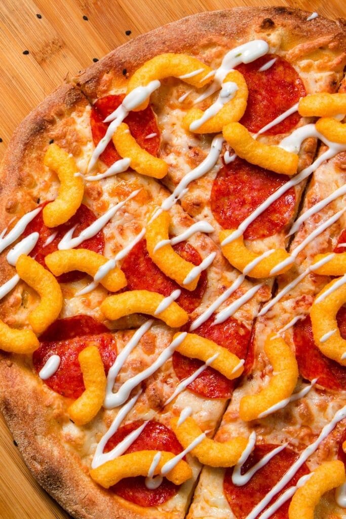 Salami Pizza with Cheetos