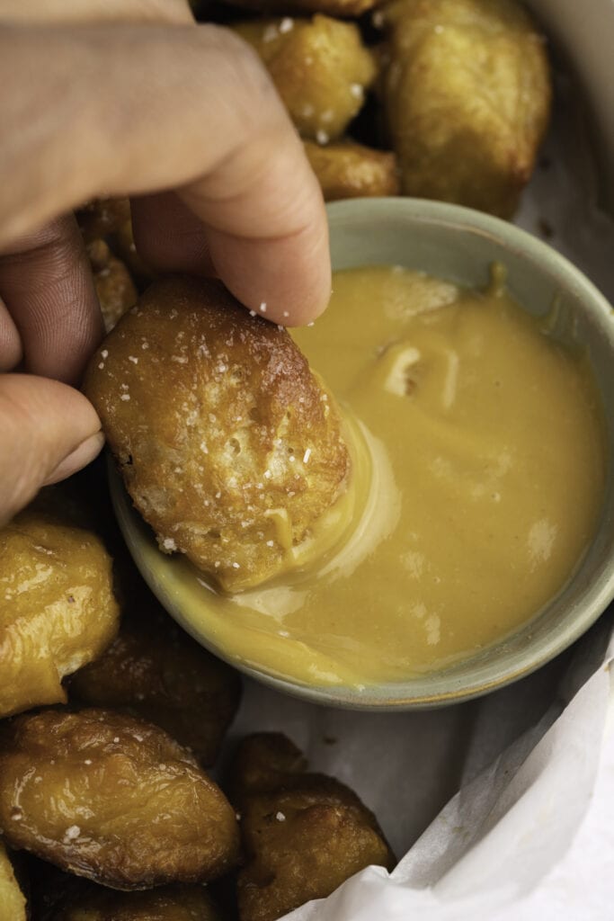 Soft Pretzel Bites Dipped in Buttery Dipping Sauce