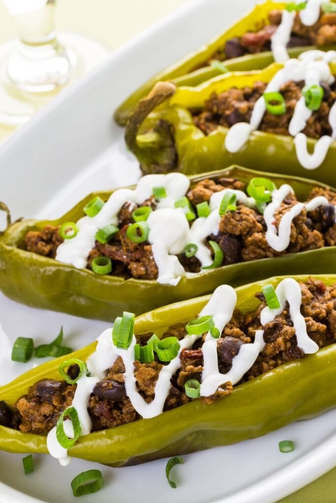 Stuffed Anaheim Peppers with Beef and Beans