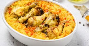 Turmeric Chicken and Rice in a Casserole