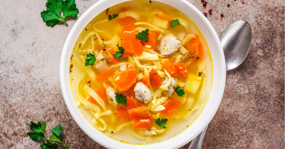 Warm Homemade Progresso Chicken Noodle Soup with Carrots