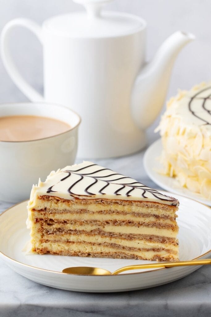 A Slice of Torte Cake with Coffee