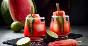 Boozy Alcoholic Margarita Cocktail with Popsicles and Jalapeno