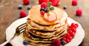 Breadfruit Pancakes with Berries and Maple Syrup